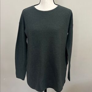 Eileen Fisher Olive green Long-Sleeve Crewneck Top